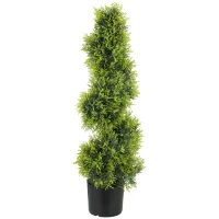 HOMCOM Cipreste Artificial 90cm Planta Artificial em Espiral, Planta de Plástico em Vaso, Decoração Moderna(m-7)