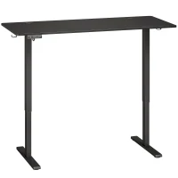 HOMCOM Standing Desk Memory Control Height Adjustable Desk 2 Cable Holes LED Display Sit Stand Desk Black(m-1)