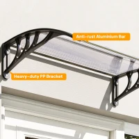 Outsunny Copertină de Exterior Impermeabilă și Anti-UV, din PC, PP și Aluminiu, 75x100x23 cm, Transparentă și Neagră(m-8)