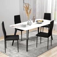 HOMCOM 4er-Set Esszimmerstühle, armloses Design, Stoffpolsterung, Metallbeine, Schwarz(m-10)
