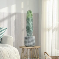 HOMCOM Cactus Artificial 66 cm, Planta Artificial Decorativa con Maceta para Decoración del Interior Verde(m-10)