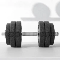 HOMCOM Set Gantere Greutăți 30 kg (8x2,5 kg, 4x1,5 kg) cu 12 Discuri și 2 Gantere de 2 kg, 43x18x7,5 cm, Negru(m-9)