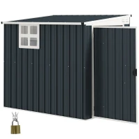 Outsunny Casetta da Giardino in Acciaio 1.2x1.9 m con Porta Bloccabile e Prese d'Aria, Grigio Scuro(m-10)