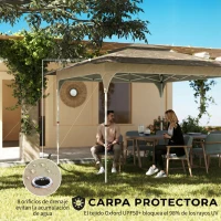 Outsunny Carpa Plegable 3,5x3,5 m Pop-up con Altura Ajustable 3 Niveles Doble Techo Cierre Central y Bolsa UPF50+ Caqui(m-4)