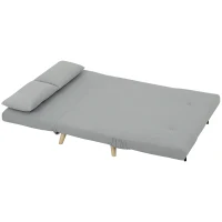 HOMCOM Schlafsofa Relaxsofa Sofa Couch, inkl. 2 Kissen, Samtoptik, 130 x 78 x 79 cm, Hellgrau(m-11)
