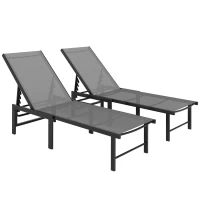 Outsunny Set of Two Reclining Sun Loungers - Grey(m-1)
