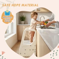 AIYAPLAY Adjustable 3 Step Toddler Tower with Handles, Non-slip Surface and Foot Pads, Grey(m-5)
