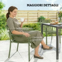 Outsunny Set di 4 Sedie da Patio Impilabili, Sedie da Pranzo da Esterno con Schienale Curvo, Seduta a Doghe e Braccioli(m-8)