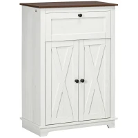 HOMCOM Aparador para Salón Armario de Almacenamiento con Puertas Dobles Cajón y Estante Ajustable 60x30x87,4 cm Blanco(m-12)