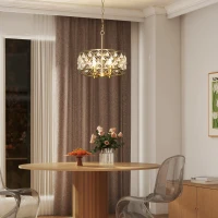 HOMCOM 51 Crystallite Four-Bulb Chandelier - Gold-Tone(m-7)
