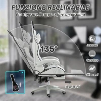 Vinsetto Sedia Gaming con Orecchie da Coniglio, Poggiapiedi, Cuscini, Reclinabile e Altezza Regolabile, Nero(m-6)