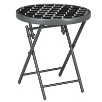 Outsunny Gartentisch Klapptisch Garten-Klapptisch, rund, wetterbeständig, klappbar,  Ø45 x 50 cm, Schwarz