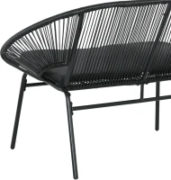 Outsunny Divano da Giardino 2 Posti in Rattan PE e Acciaio con Cuscini e Braccioli, 132x72x83 cm, Nero(m-9)