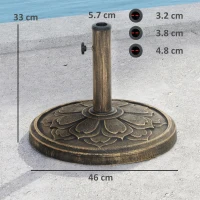 Outsunny Bază pentru Umbrelă de 12 kg cu Manetă Integrată, din Rășină, Metal și Ciment, Ø46x33 cm, Bronz(m-3)