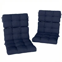 Outsunny 2-Piece Seat Cushion Replacement with Backrest, Garden Patio Chair Cushions Set with Ties, Dark Blue(m-1)
