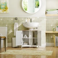 kleankin Mueble para Debajo del Lavabo Armario de Suelo para Baño de Madera Estilo Moderno 60x30x60 cm Blanco(m-7)