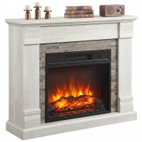 HOMCOM Dekorativer Elektrokamin 1800 W mit 3-stufiger Flammwirkung, Thermostat, Timer, Fernbedienung, Natur(m-8)