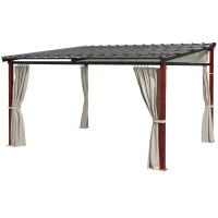 Outsunny Pergola con Tende Laterali e Tetto Retrattile in PC, in Alluminio e Metallo, 345x300x215-255 cm, Crema(m-11)