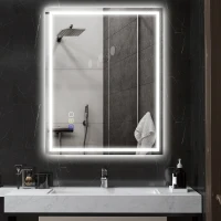 HOMCOM Specchio Bagno Antiappannante con Luce LED Regolabile, Speaker Bluetooth, Pulsanti Touch, 80x100 cm(m-2)