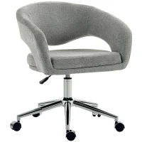 HOMCOM Chaise Bureau Ergonomique, Fauteuil de Bureau en Chenille avec Hauteur Réglable, Dossier Incurvé, Gris(m-17)