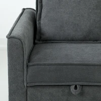 HOMCOM Sofá-Cama 2 Lugares 3 em 1 com Encosto Ajustável Bolsos Laterais 2 Almofadas para Sala Cinzento Escuro(m-15)