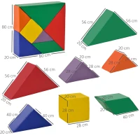 HOMCOM 7 Piece Kids Soft Foam Puzzle Play Set Interlocking Toddler Learning Blocks Comfortable Safe Floor Indoor Outdoor Active Play Structure(m-3)
