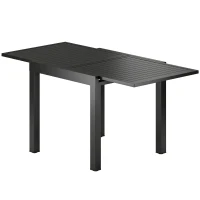 Outsunny Gartentisch Ausziehbarer 80/160 x 80 cm Aluminium Esstisch für 4-6 Personen, Rechteckig mit Lamellenplatte(m-11)
