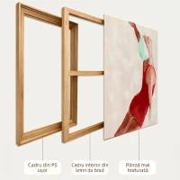 HOMCOM, Set de 2 Tablouri Moderne pe Pânză, Imprimare Artistică, Plastic, 40x40x 3.5 cm, Rosu(m-6)