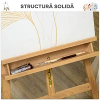 Vinsetto Șevalet pentru Pictură Pliabil din Lemn de Fag cu Înălțime și Unghi Reglabil, 65x110x180-235 cm(m-6)