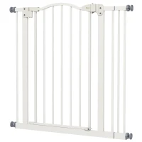 PawHut Metal 74-87cm Adjustable Pet Gate Safety Barrier w/ Auto-Close Door White(m-11)