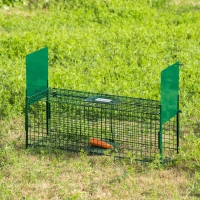Outsunny Colivie Capcană pentru Animale Mici Vii cu Dublă Ușă și Mâner, 80x25x30cm, Verde Închis(m-10)