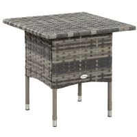 Outsunny Table d'appoint de jardin table basse carrée en résine tressée style cosy chic 50 x 50 x 47 cm noir(m-12)