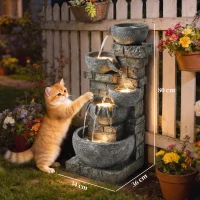 Outsunny Fuente de Jardín con Iluminación LED y Bomba Fuente Decorativa en Cascada de 5 Niveles 334x36x80 cm Multicolor(m-3)