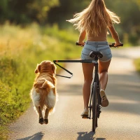 PawHut Laisse pour chien pour vélo 124 cm, laisse d'exercice chien, facile à installer et amovible, acier et polyester, noir(m-10)