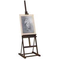 HOMCOM Șevalet pentru Pictori Reglabil din Lemn de Fag cu Compartiment, 53 x 50,5 x 171-230 cm, Caffe(m-11)