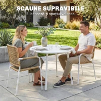 Outsunny Set de 2 Scaune de Grădină Stivuibile din Ratan pentru Terasă, Galben(m-4)