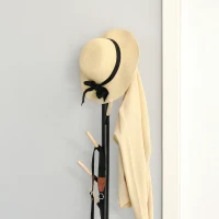 HOMCOM 174cm Free Standing Coat Rack Stand with 6 Hooks Clothes Tree Hat Display Hall Tree Hanger Hanging Organizer for Hallway Bedroom Living Room Black(m-7)