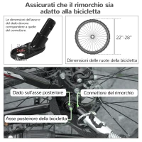PawHut Rimorchio Bici e Passeggino per Cani 2 in 1 Pieghevole con Catarifrangenti e Bandierina, Verde(m-4)