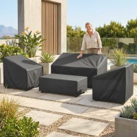 Outsunny Ensemble de 4 Housses Salon de Jardin Imperméables 420D Tissu Oxford, 6 Évents et Sac de Rangement, 142x80x77cm, Noir(m-9)