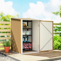Outsunny Casetta da Giardino Porta Attrezzi in Acciaio Galvanizzato con Porta a Battente, 100x104x160 cm, Giallo(m-7)