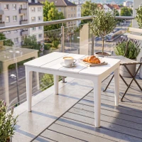 Outsunny Beistelltisch 70 x 53cm wetterfest Gartentisch aus Kunststoff rechteckig Balkontisch 35kg Belastbar Cremeweiß(m-10)