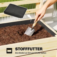Outsunny Hochbeet mit Rankgitter Holz erhöhter Blumenkasten mit Spalier Abflussloch Vliesstoff 60 x 39 x 120 cm Naturholz(m-7)