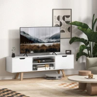 HOMCOM Móvel para TV com gavetas e prateleiras abertas, MDF, 150 x 39 x 50 cm, Branco(m-2)