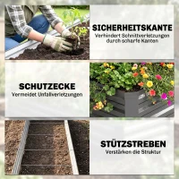 Outsunny Hochbeet, Gartenbeet, Kräuterbeet, wetterbeständig, offener Boden, 240 x 60 x 30 cm, Dunkelgrau(m-7)