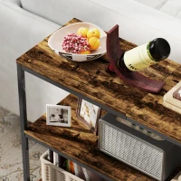 HOMCOM Mesa de Consola Mesa Auxiliar com Estante de 3 Níveis Aglomerado Metal Castanho Claro(m-5)