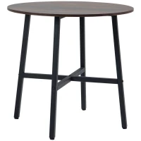 HOMCOM Mesa de Comedor Redonda Mesa de Cocina para 4 Personas con Patas de Acero para Salón Ø80x76 cm Marrón Rústico y Negro(m-1)