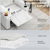 HOMCOM Sillón Relax Reclinable Eléctrico Silencioso con Función Memoria Reposapiés Mando a Distancia Bolsillos Laterales Crema(m-5)