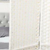 HOMCOM 8-teiliger Raumtrenner, Faltbarer Sichtschutz, Sichtschutzwand für Wohnzimmer, Schlafzimmer, Homeoffice, Weiß(m-8)
