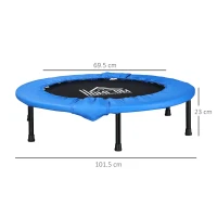 HOMCOM Φ40" Mini Fitness Trampoline Home Gym Yoga Exercise Rebounder Indoor Outdoor Jumper w/ Safety Pad, Support Up to 100 KG, Blue and Black(m-3)