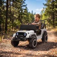 AIYAPLAY Voiture Électrique Enfants 12V, Buggy Électrique Enfants, 2 Moteurs, Télécommande 2,4G, Batterie Lithium, Blanc(m-16)